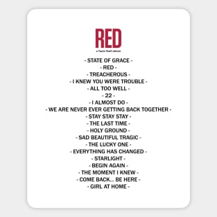 RED - Song List Magnet